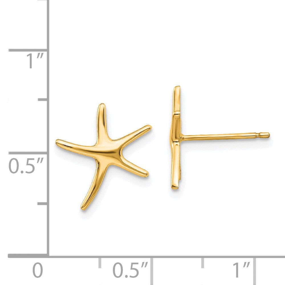 14k Yellow Gold 12 mm Starfish Post Earrings (1.35 grams)