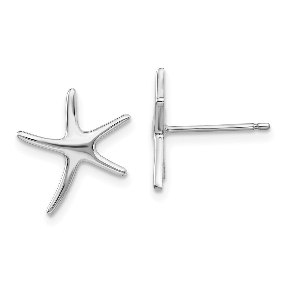14k White Gold 12.15 mm  Polished Mini Starfish Earrings