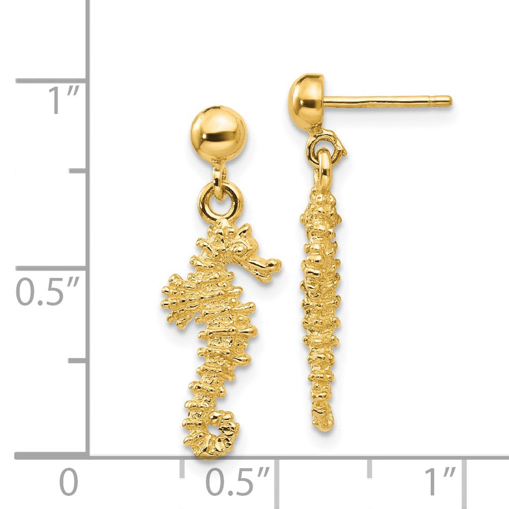 14k Yellow Gold 8 mm Seahorse Dangle Earrings (2.48 grams)