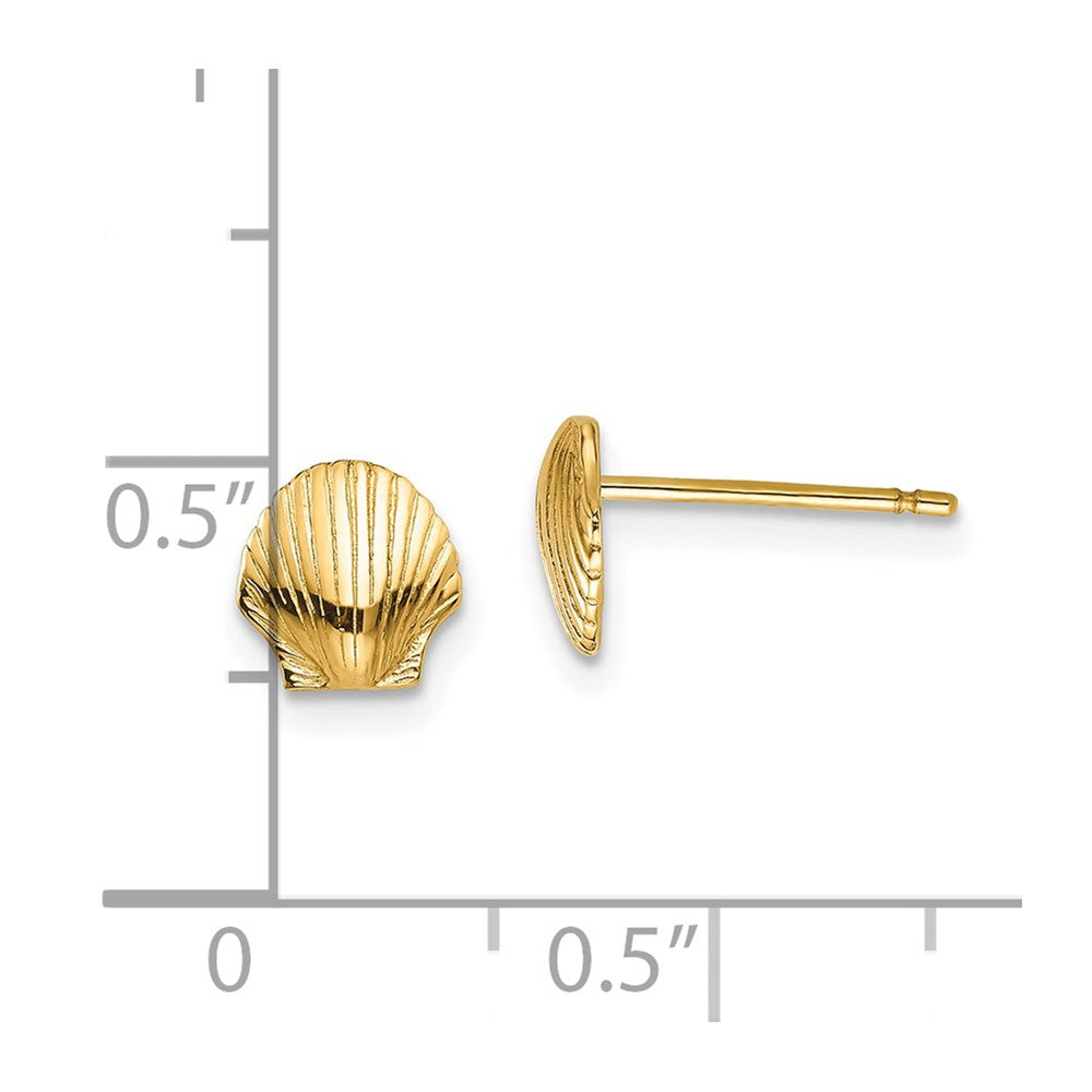 14k Yellow Gold 7 mm Mini Scallop Shell Post Earrings (1.06 grams)