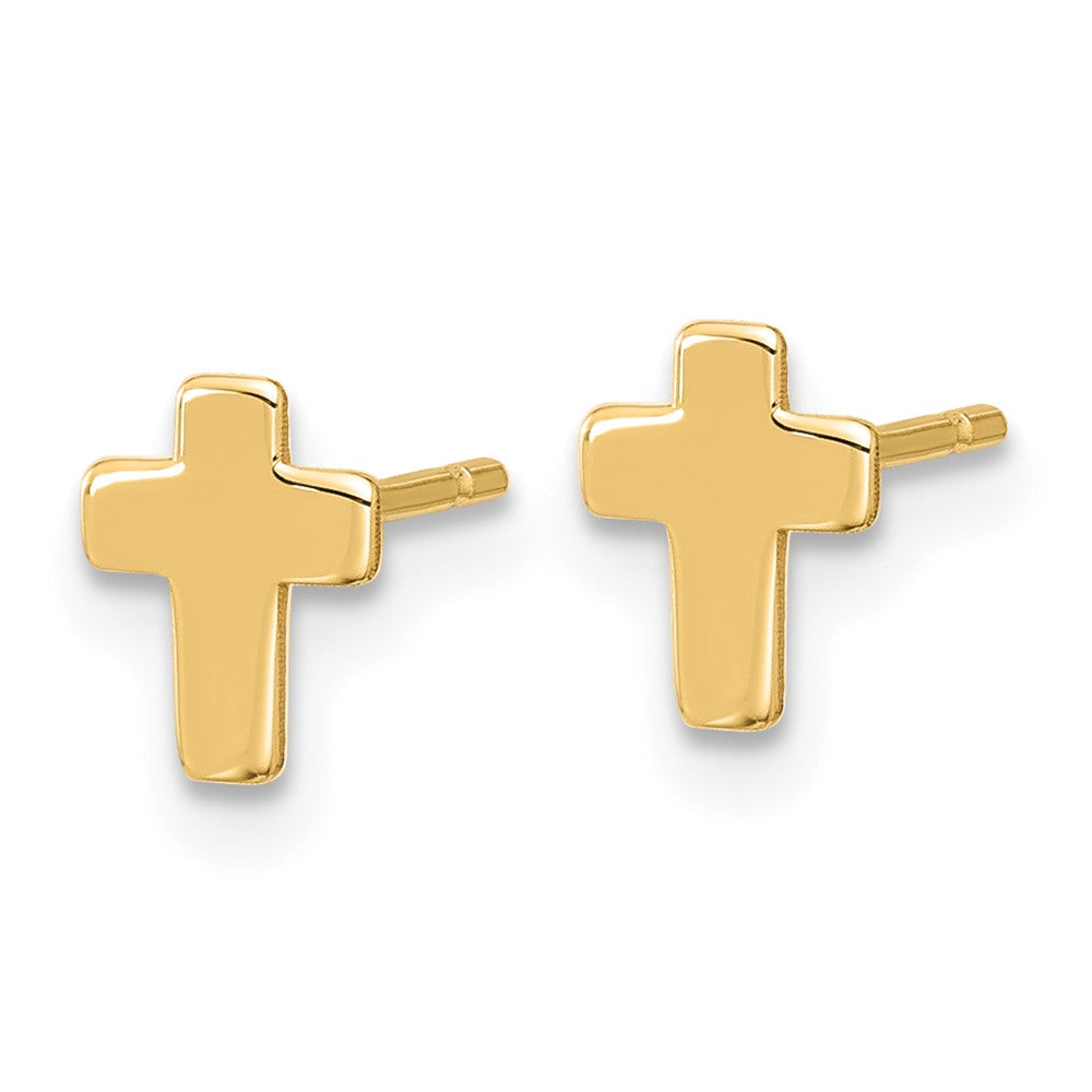 14k Yellow Gold 5.5 mm Gold Polished Cross Post Earrings