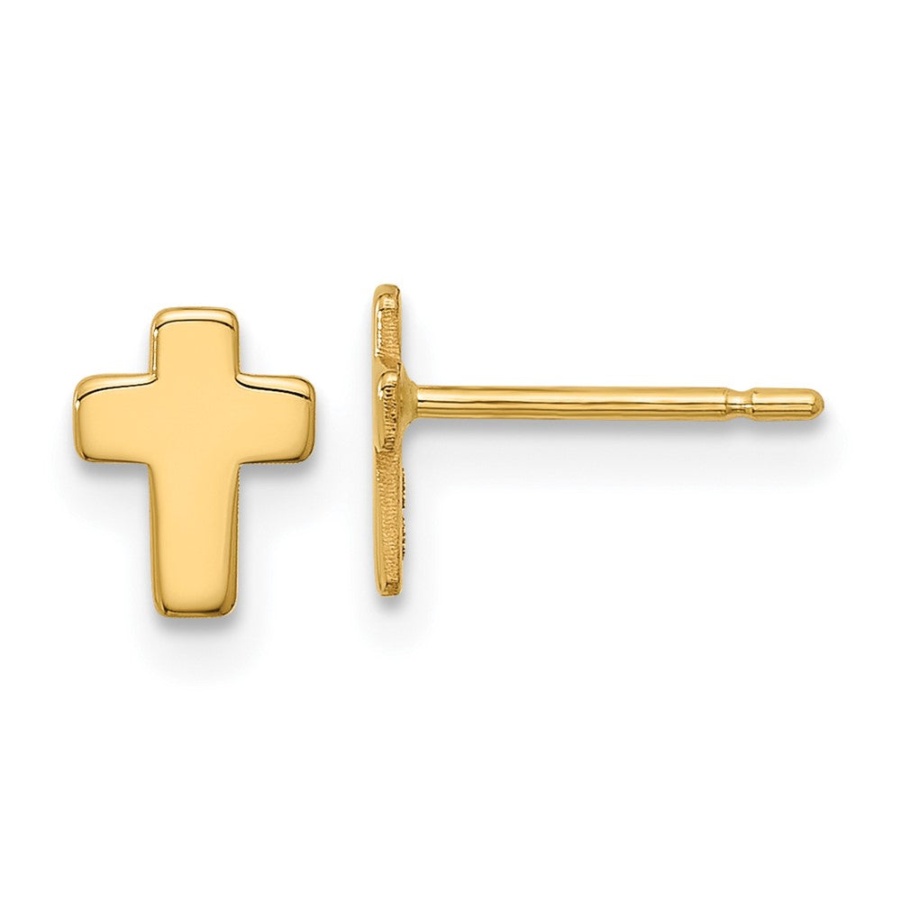 14k Yellow Gold 5.5 mm Gold Polished Cross Post Earrings