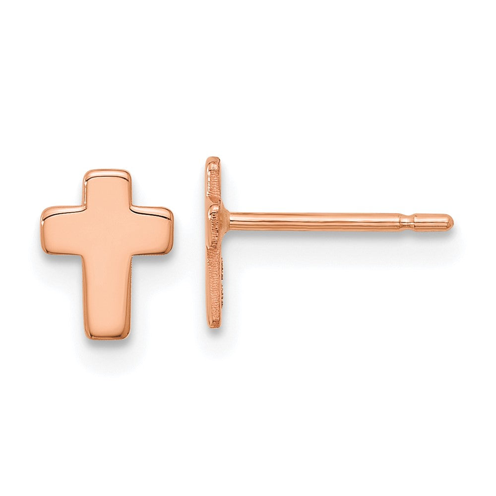 14k Rose Gold 5.5 mm Polished Small Cross Post Earrings