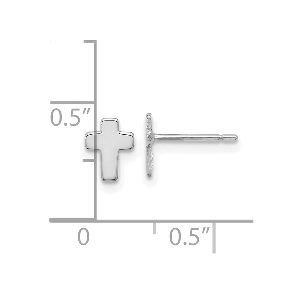 14k White Gold 5.5 mm Polished Cross Post Earrings (0.33 grams)