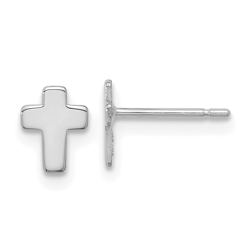 14k White Gold 5.5 mm Polished Cross Post Earrings (0.33 grams)