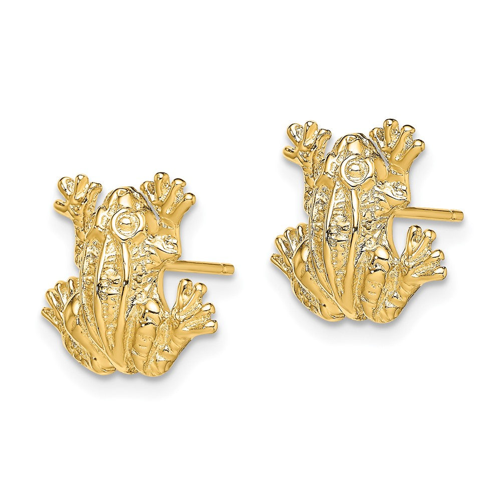 14k Yellow Gold 12.9 mm 2-D Leap Frog Post Earrings (2.93 grams)
