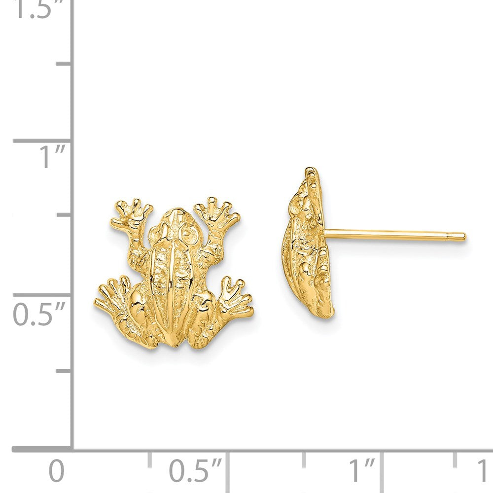 14k Yellow Gold 12.9 mm 2-D Leap Frog Post Earrings (2.93 grams)