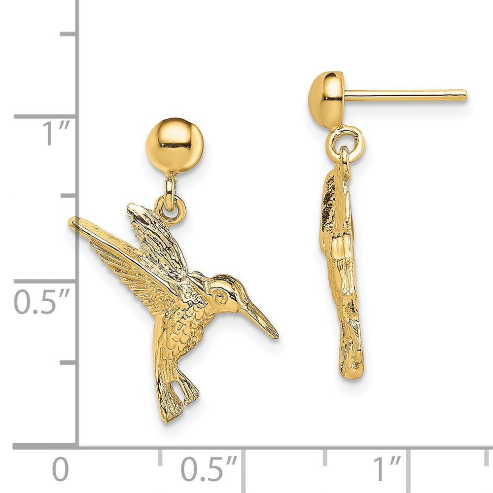 14k Yellow Gold 11.05 mm ngbird Post Dangle Earrings (2.28 grams)