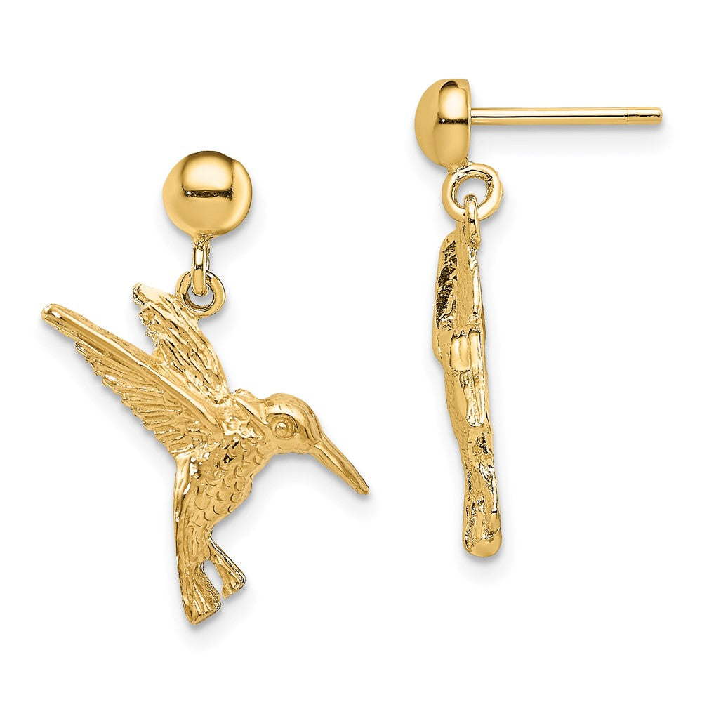14k Yellow Gold 11.05 mm ngbird Post Dangle Earrings (2.28 grams)