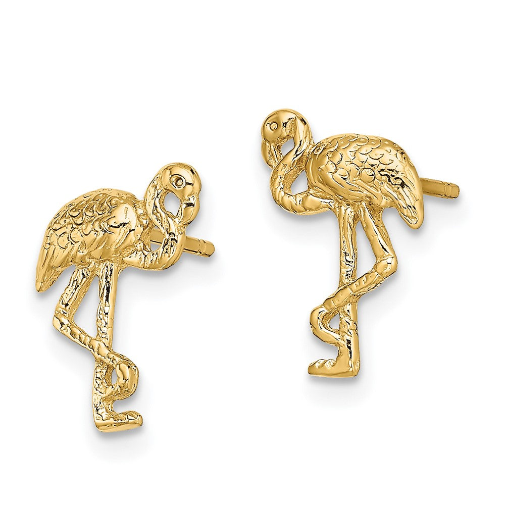 14k Yellow Gold 8.6 mm Flamingo Post Earrings (1.17 grams)