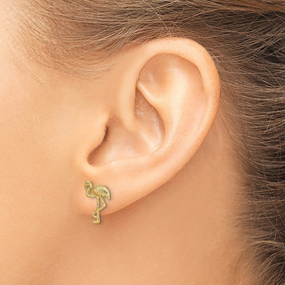 14k Yellow Gold 8.6 mm Flamingo Post Earrings (1.17 grams)