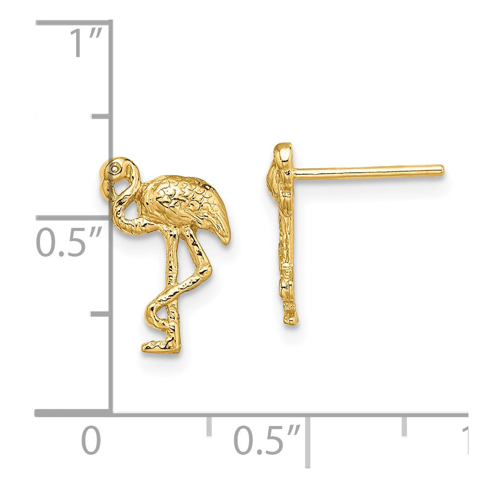 14k Yellow Gold 8.6 mm Flamingo Post Earrings (1.17 grams)