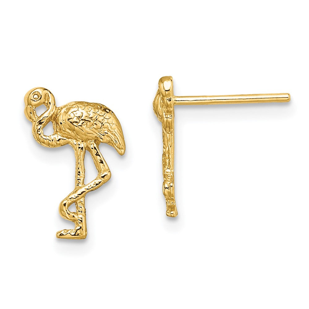 14k Yellow Gold 8.6 mm Flamingo Post Earrings (1.17 grams)