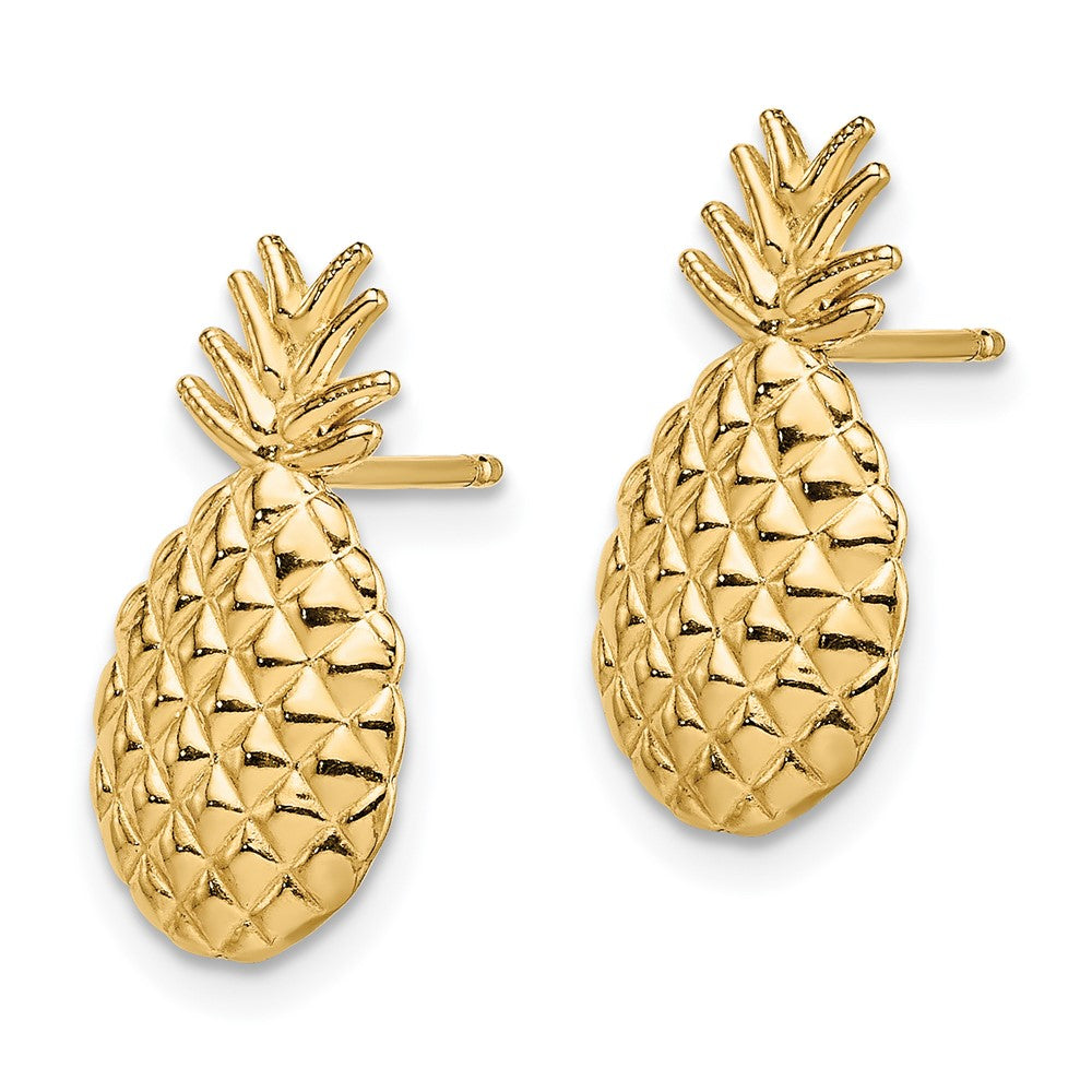 14k Yellow Gold 7.75 mm Textured Pineapple Post Earrings (1.38 grams)