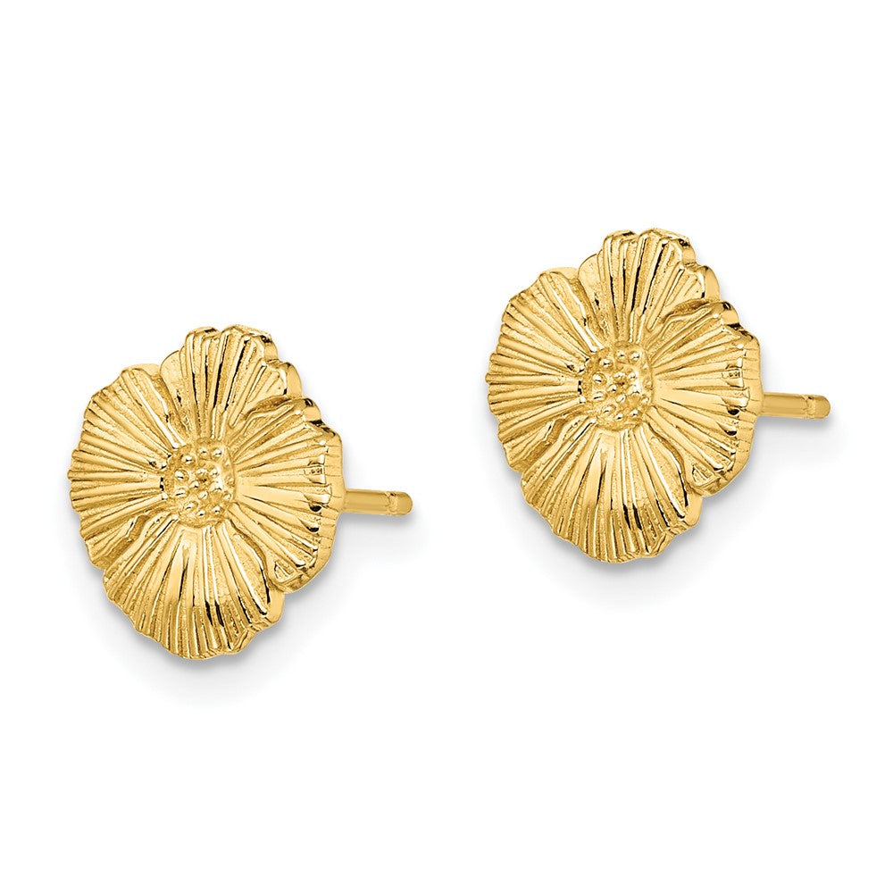 14k Yellow Gold 9.2 mm Flower Post Earrings (1.33 grams)