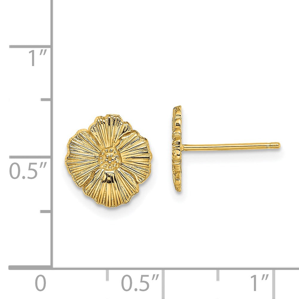 14k Yellow Gold 9.2 mm Flower Post Earrings (1.33 grams)