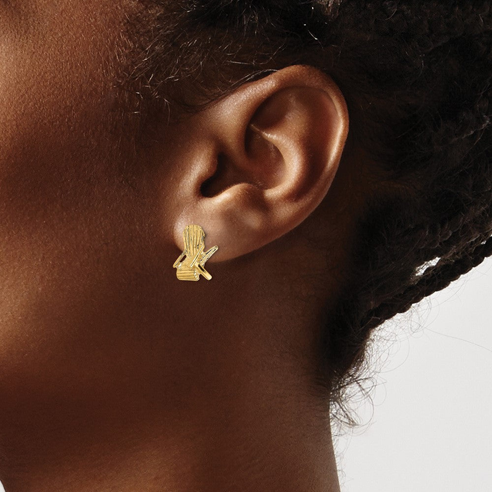 14k Yellow Gold 10.35 mm 2-D Beach Chair Post Earring (2.11 grams)