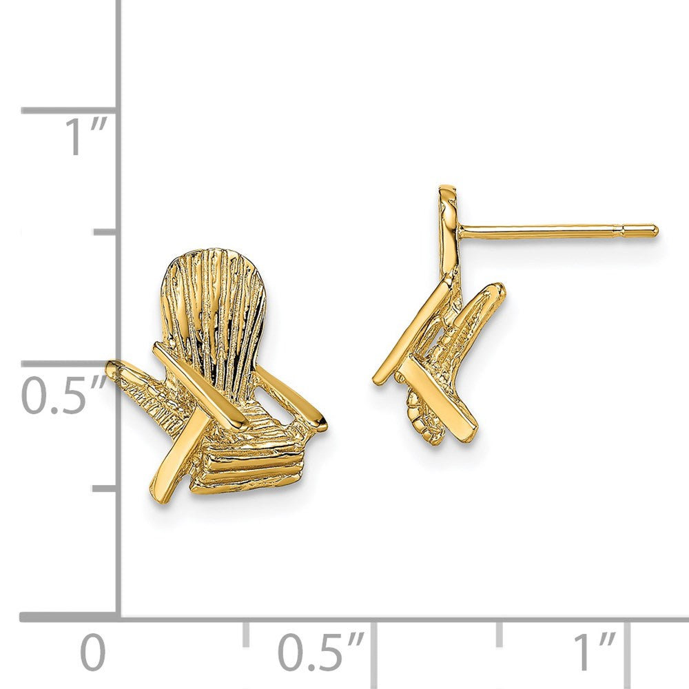 14k Yellow Gold 10.35 mm 2-D Beach Chair Post Earring (2.11 grams)