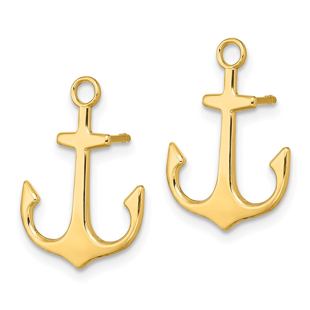 14k Yellow Gold 13 mm Polished 2-D Anchor Post Earrings (1.5 grams)