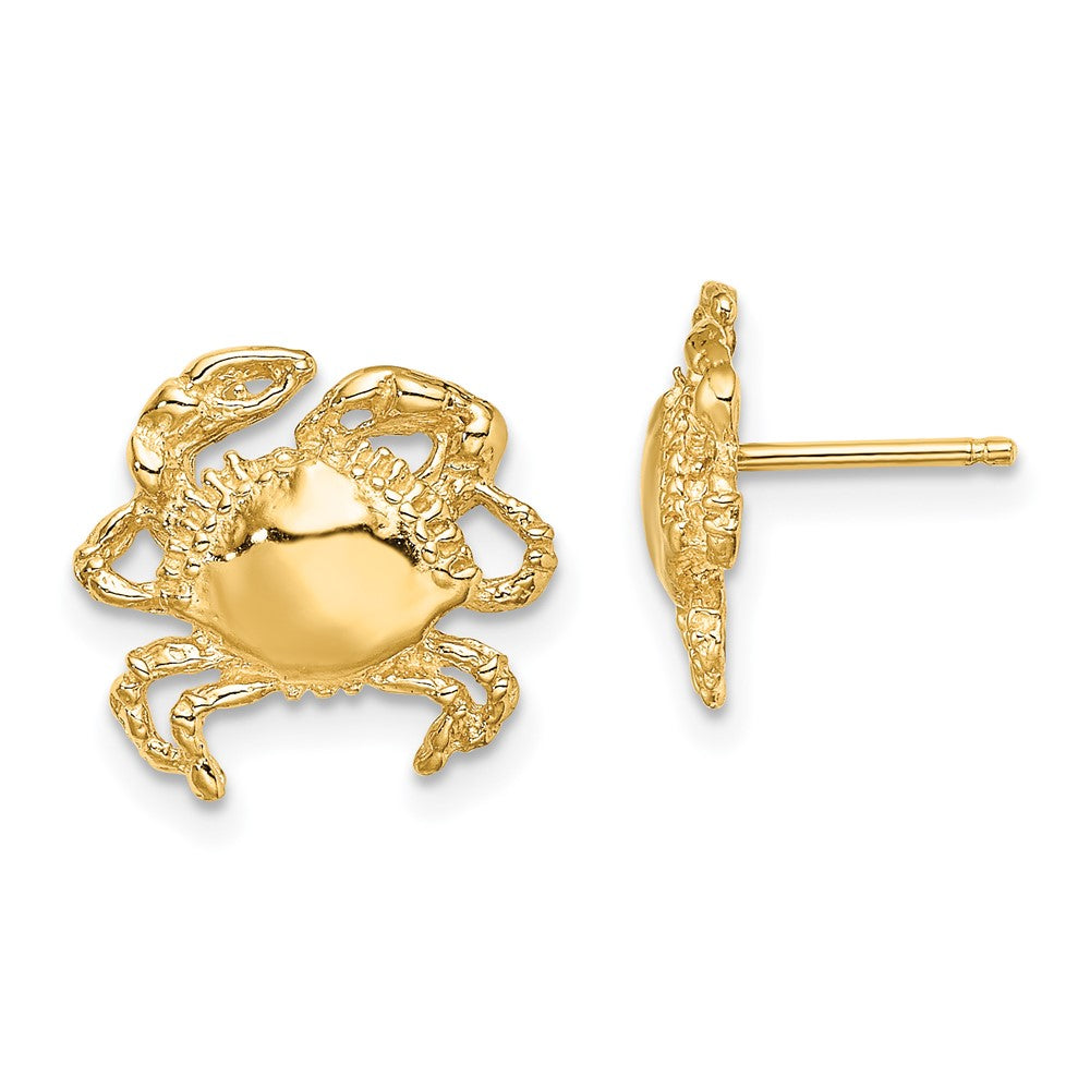 14k Yellow Gold 12.4 mm 2-D / Polished Crab Post Earrings (1.99 grams)