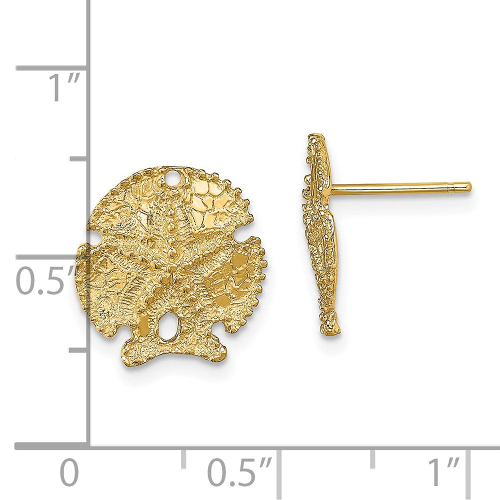 14k Yellow Gold 13.5 mm Textured Sand Dollar Earrings (2.17 grams)