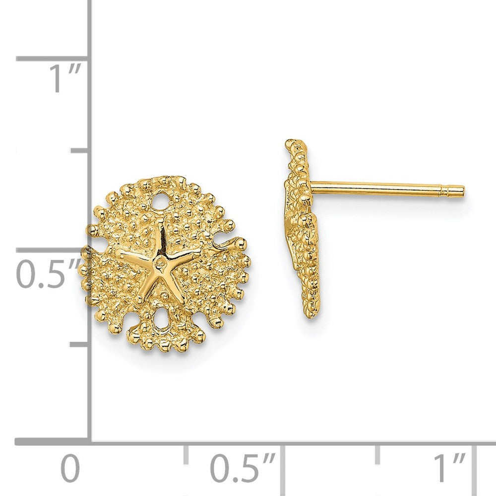 14k Yellow Gold 10.3 mm Textured Sand Dollar Post Earrings (1.42 grams)