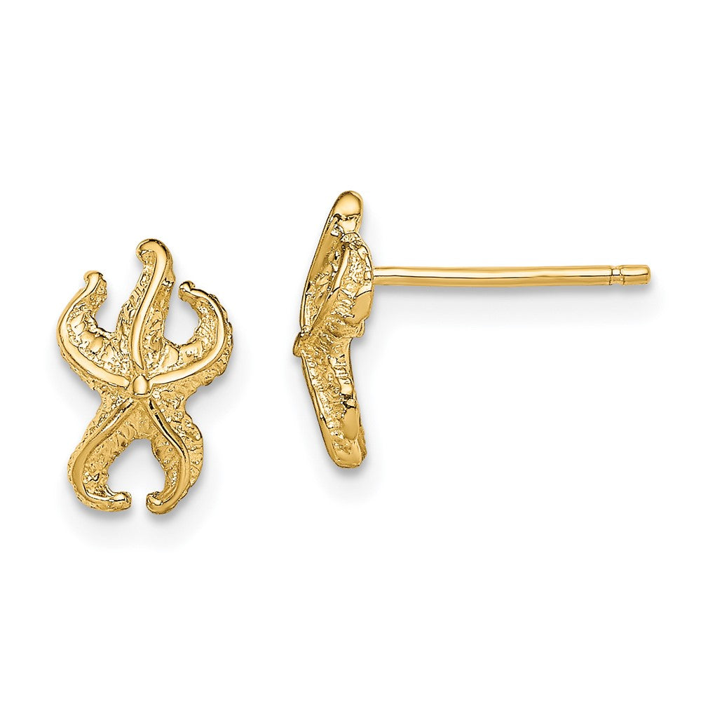 14k Yellow Gold 6.5 mm Starfish Post Earrings (1.07 grams)