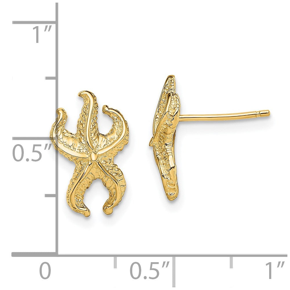 14k Yellow Gold 8.7 mm Starfish Post Earrings (1.58 grams)