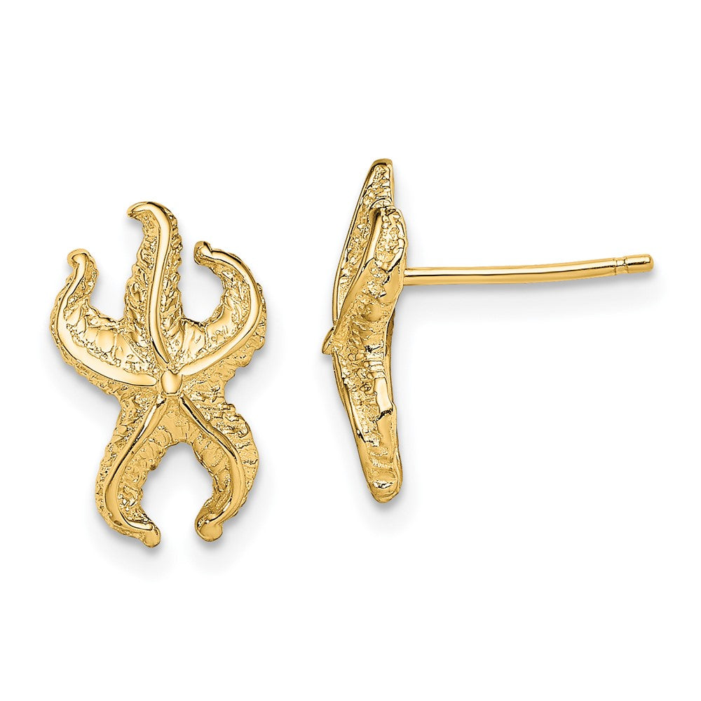 14k Yellow Gold 8.7 mm Starfish Post Earrings