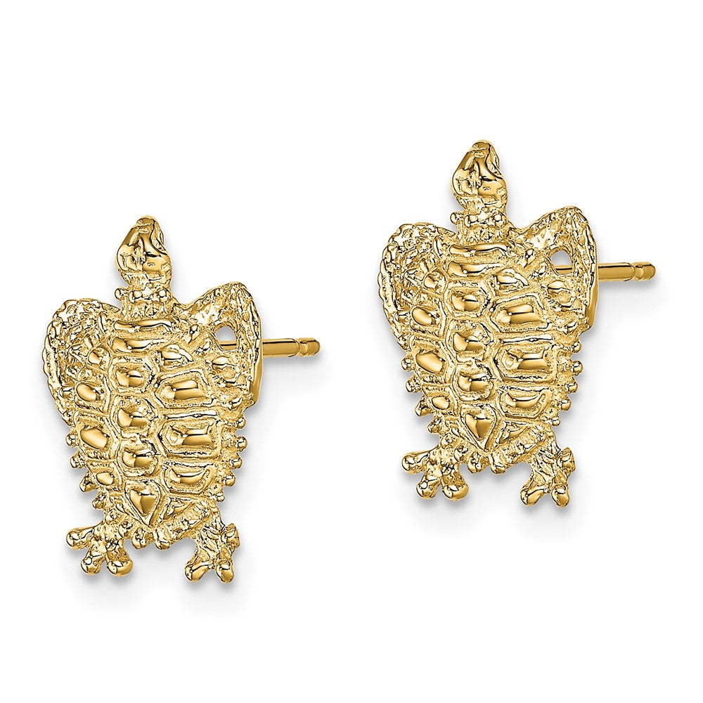 14k Yellow Gold 10.15 mm Turtle Post Earrings (2 grams)