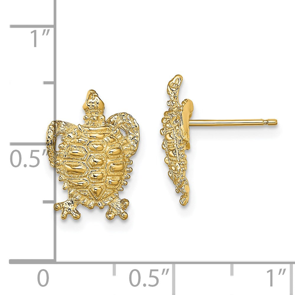 14k Yellow Gold 10.15 mm Turtle Post Earrings (2 grams)