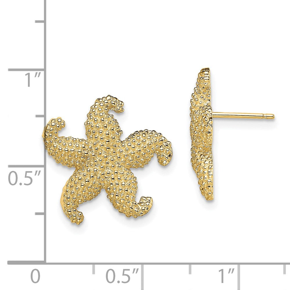14k Yellow Gold 17.9 mm Puffed Starfish Post Earrings (3.79 grams)
