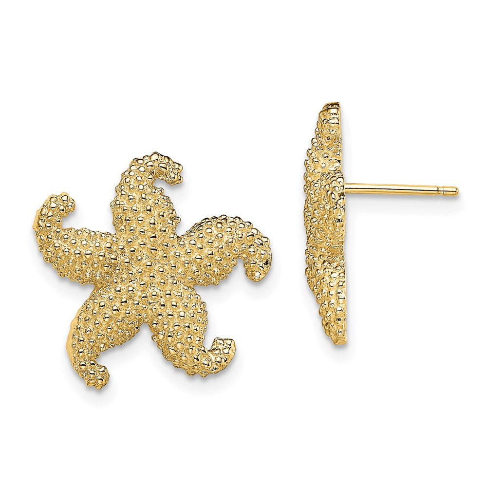 14k Yellow Gold 17.9 mm Puffed Starfish Post Earrings (3.79 grams)