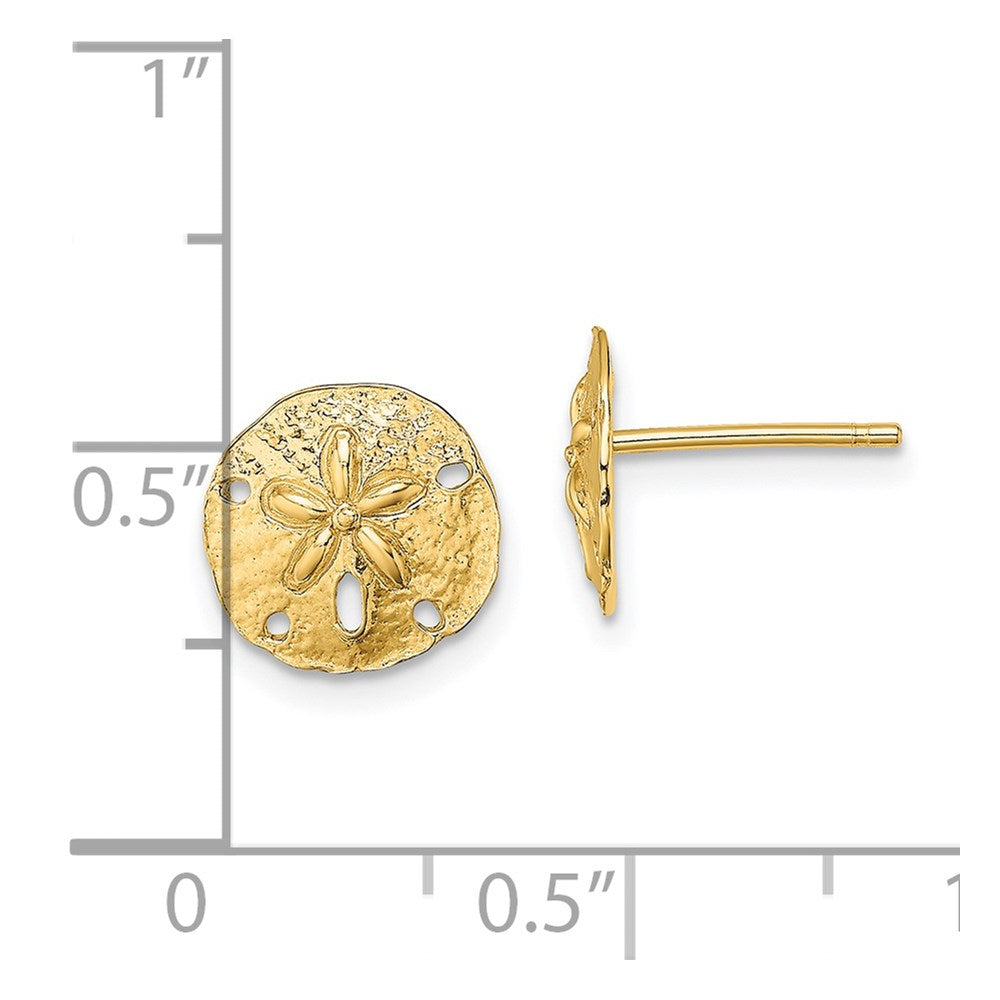 14k Yellow Gold 9.1 mm Polished Mini Sand Dollar Post Earrings (1.12 grams)