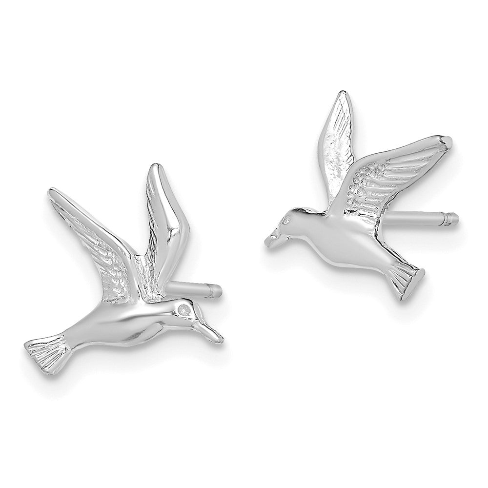 14k White Gold 11 mm  Polished Seagull Post Earrings (1.34 grams)