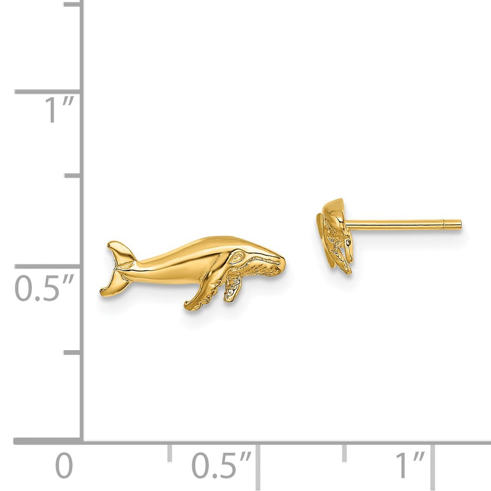 14k Yellow Gold 2 mm Whale Post Earrings (1.04 grams)