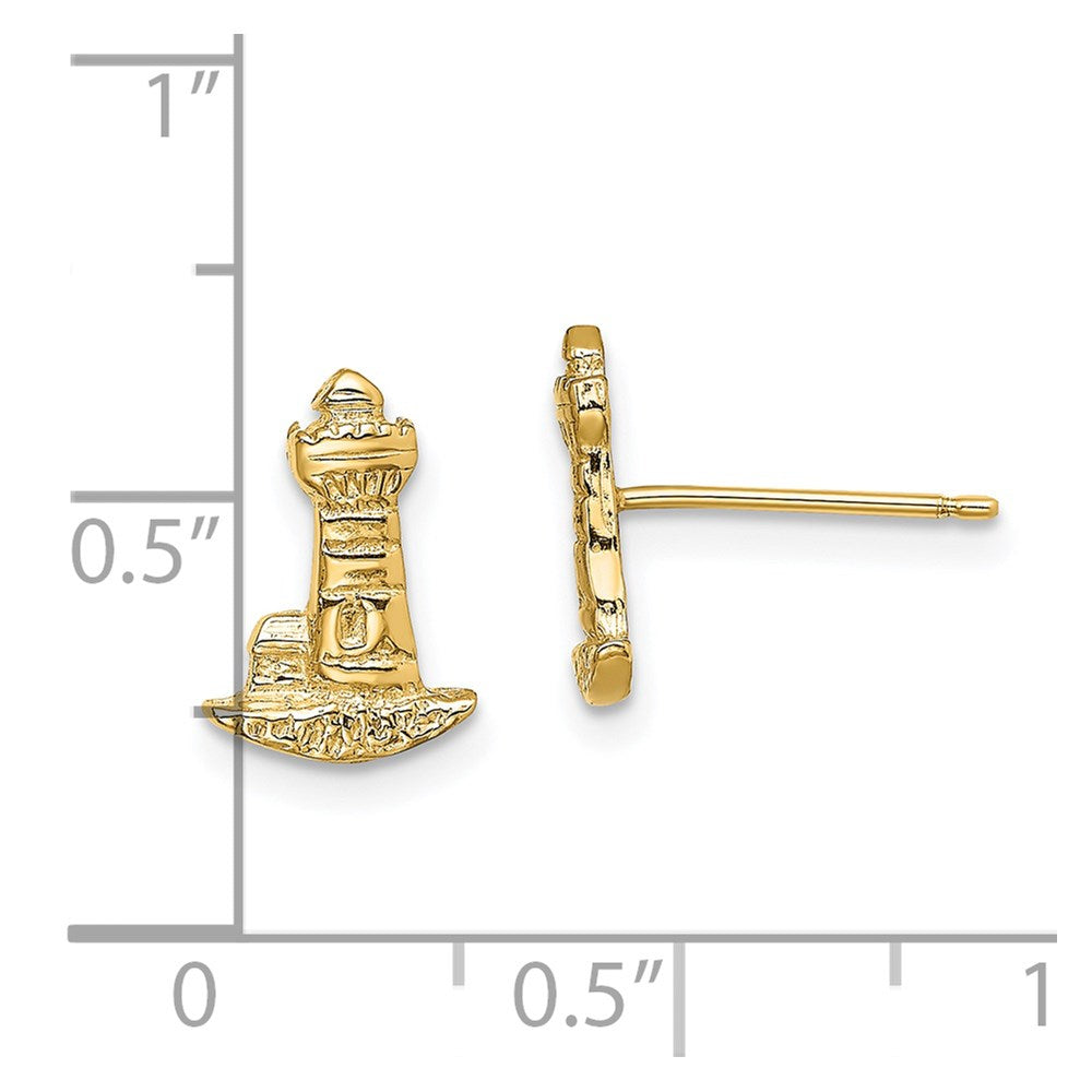 14k Yellow Gold 8 mm Lighthouse Post Earrings (1.29 grams)