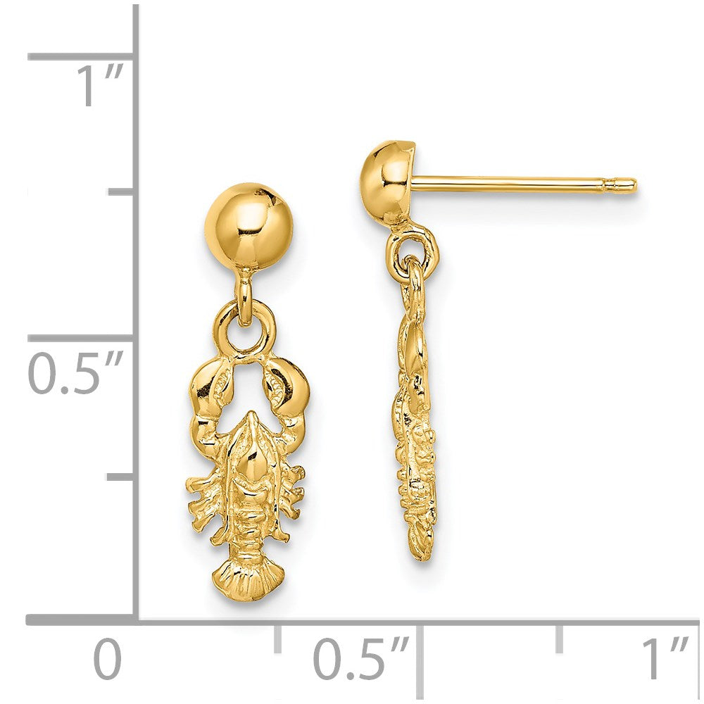 14k Yellow Gold 5.5 mm Lobster Post Dangle Earrings (1.69 grams)