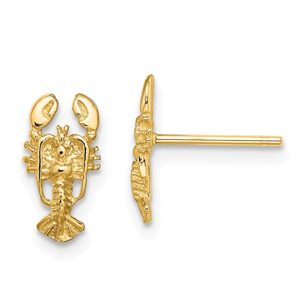 14k Yellow Gold 5.75 mm 2-D Lobster Post Earrings (0.97 grams)