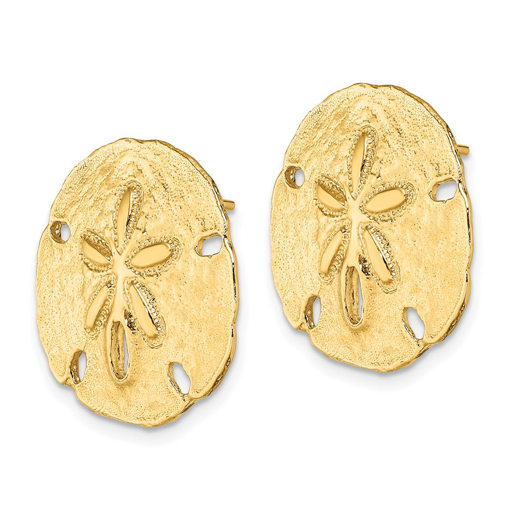 14k Yellow Gold 19.9 mm Polished Sand Dollar Post Earrings (6.12 grams)