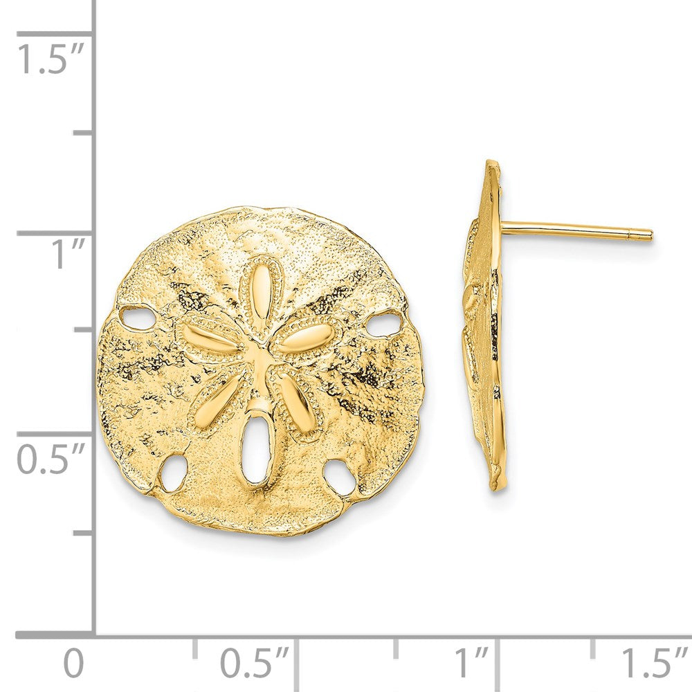 14k Yellow Gold 19.9 mm Polished Sand Dollar Post Earrings (6.12 grams)