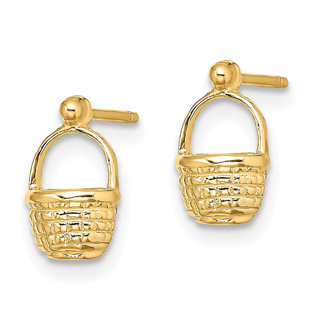 14k Yellow Gold 6 mm Mini Basket Flat Back Post Earrings (1.31 grams)