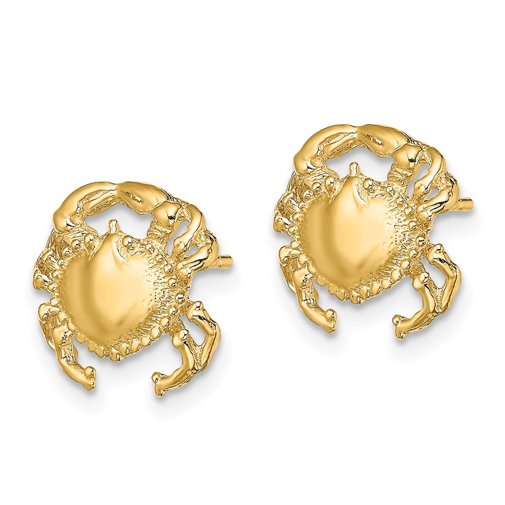 14k Yellow Gold 12.5 mm Polished / 2-D Crab Post Earrings (2.08 grams)