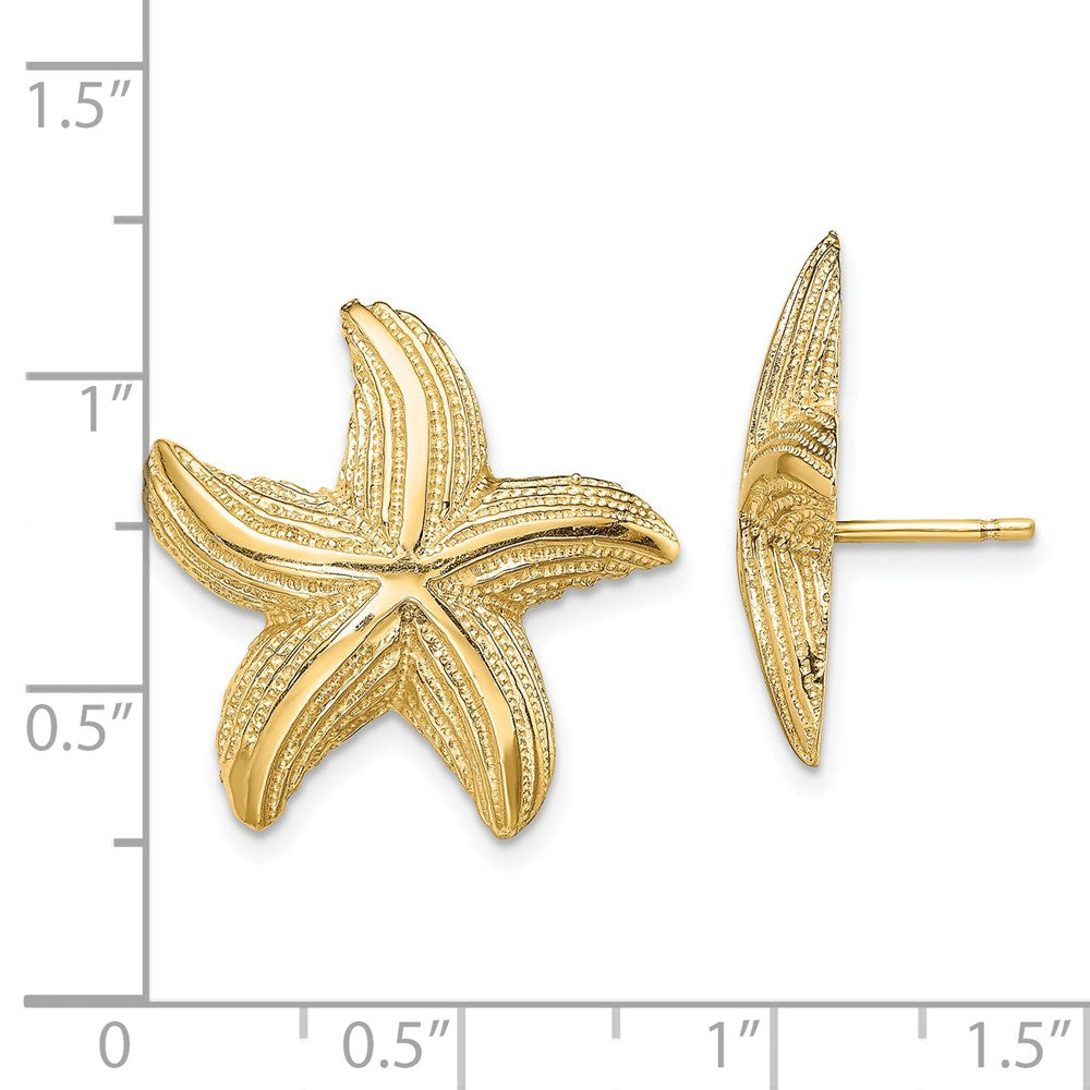 14k Yellow Gold 21.5 mm Starfish Post Earrings (6.22 grams)