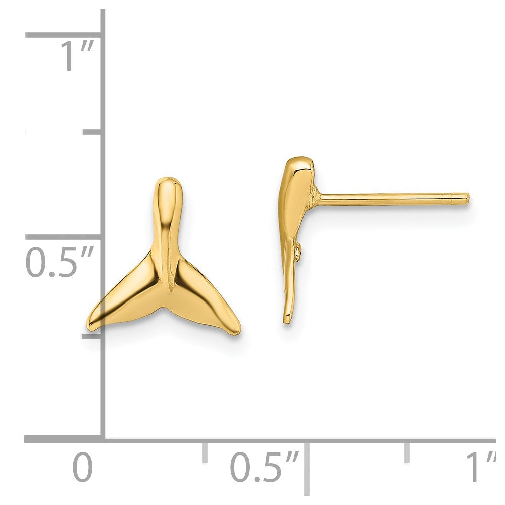 14k Yellow Gold 9.8 mm Mini Whale Tail Post Earrings (1.18 grams)