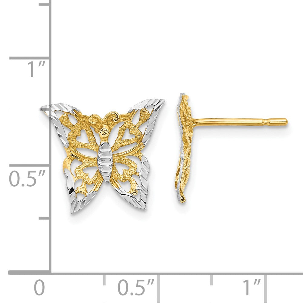 14k Yellow & Rhodium 30.8 mm  Butterfly Post Earrings (1.84 grams)