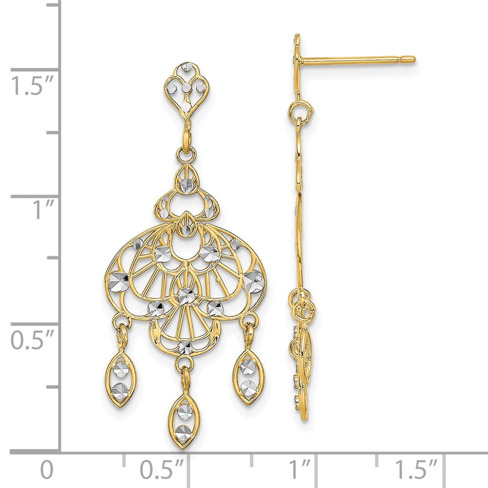 14k Yellow & Rhodium 36.2 mm  D/C Chandelier Fancy Earrings (2.45 grams)