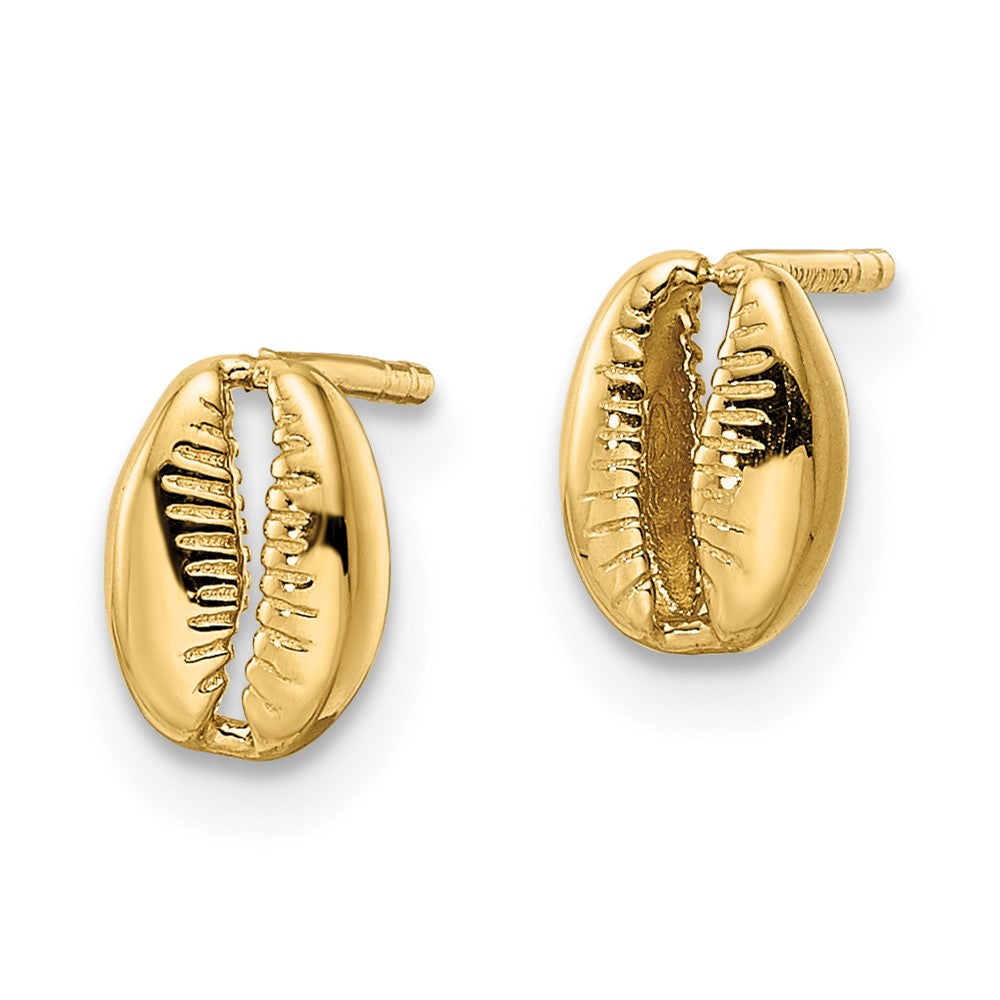 14k Yellow Gold 5.2 mm Polished Shell Post Earrings (1.09 grams)