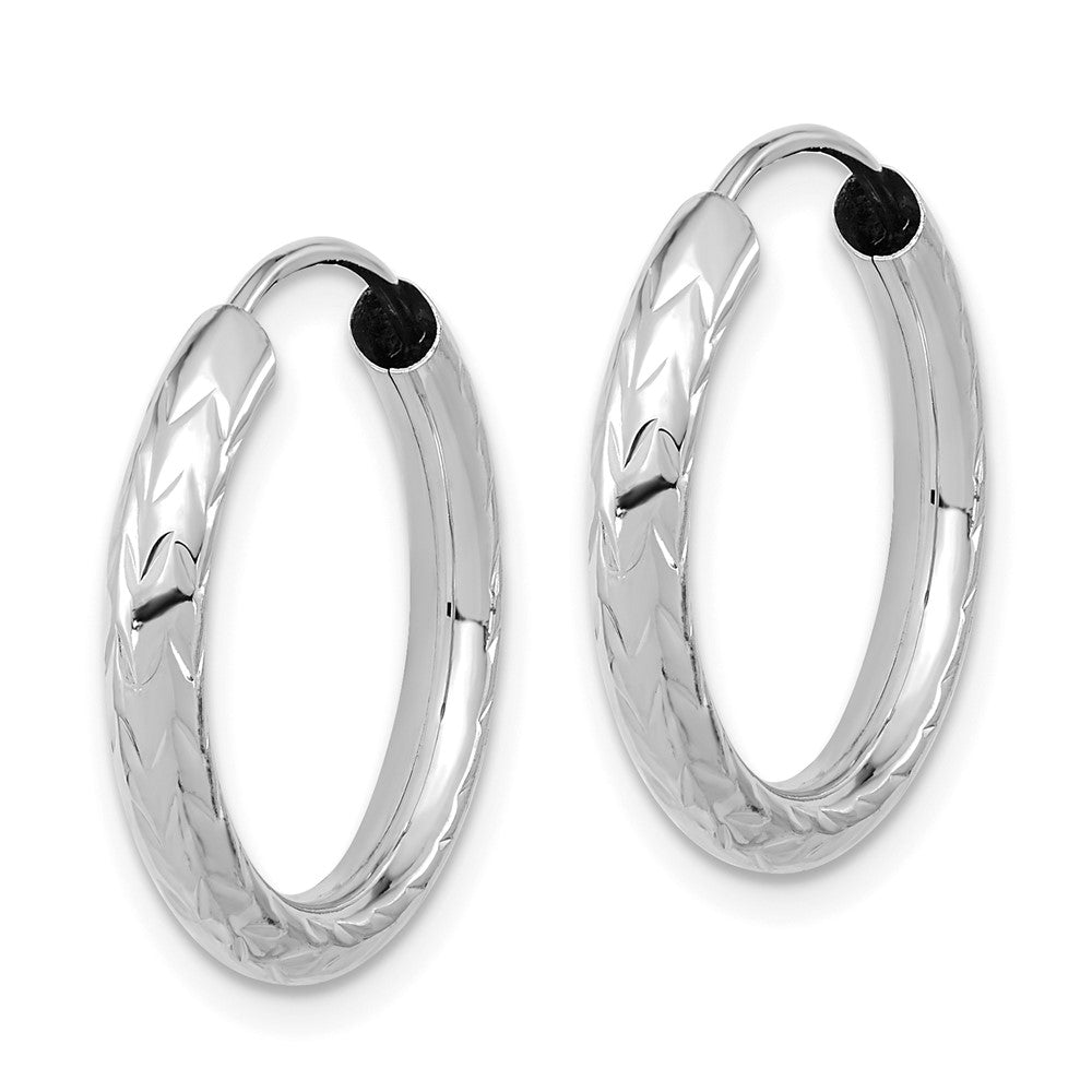 14k White Gold 19 mm Polished & D/C Endless Hoop Earrings (1.14 grams)