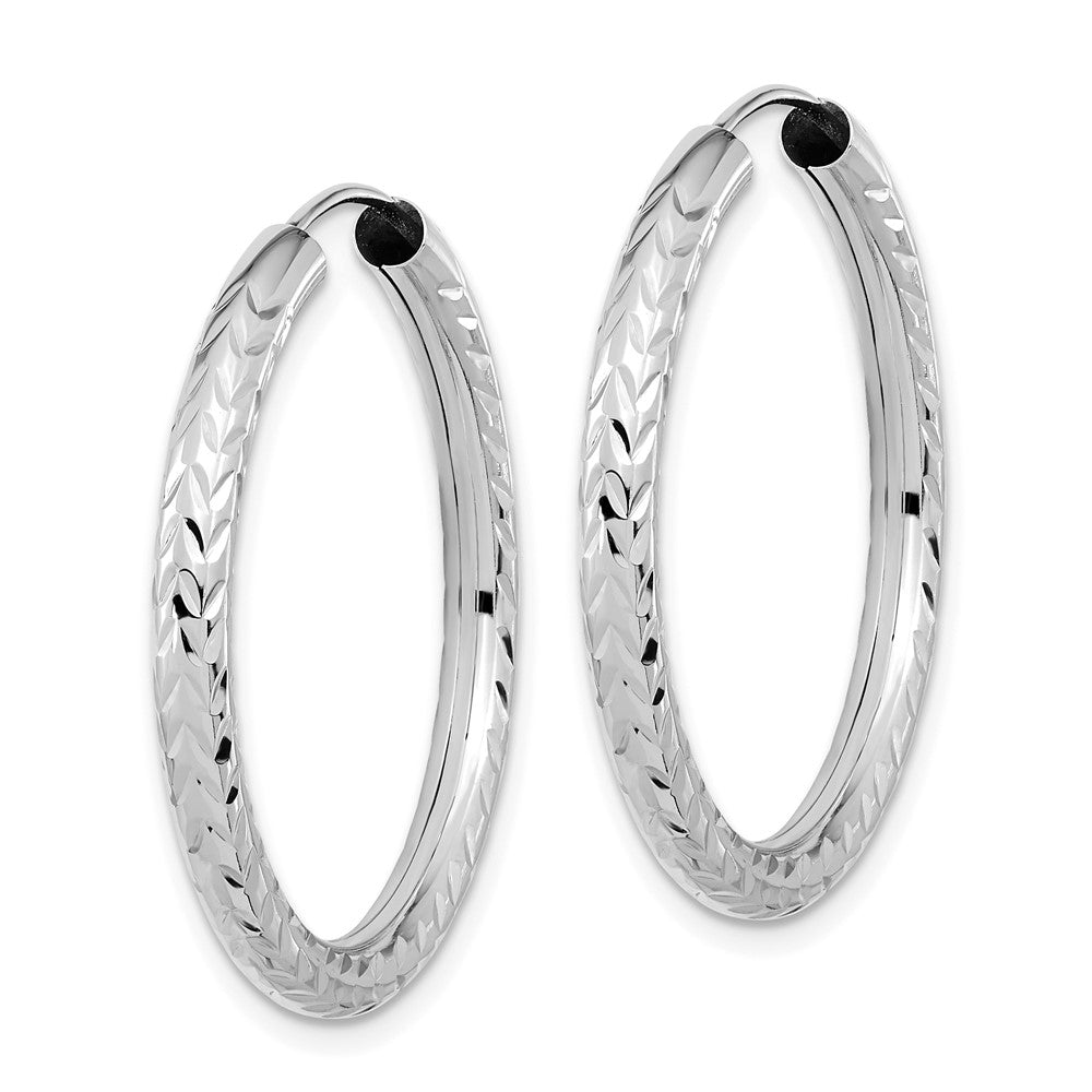 14k White Gold 30 mm Polished & D/C Endless Hoop Earrings (1.8 grams)